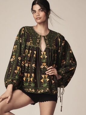 NWT - Farm Rio Flowers Arch Blouse